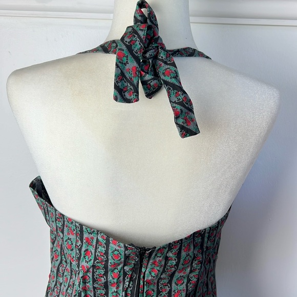 MORBID THREADS Y2K Goth halter neck sundress with floral skull print 💀 - Picture 5 of 10